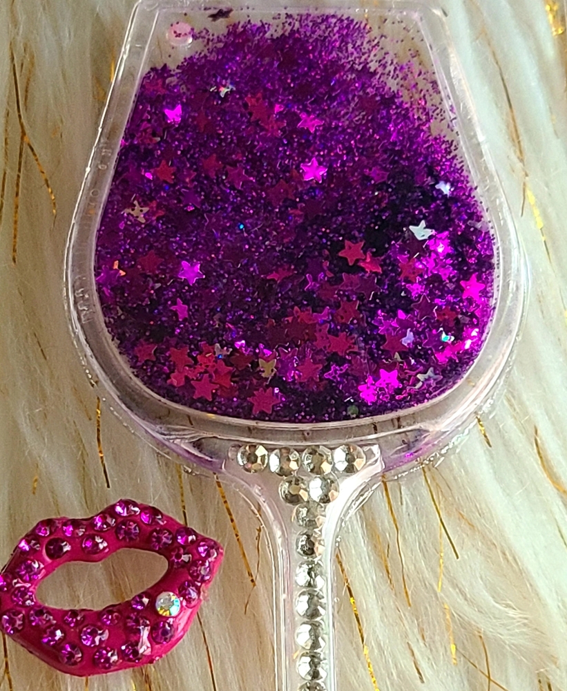 Apple Glitter Wine Glass Phone Case with Purple Star Confetti - Picture 7 of 8